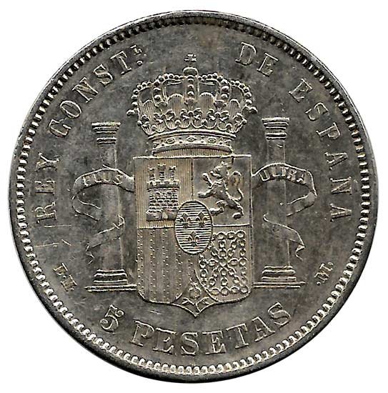 Moneda Alfonso XII 05 Pesetas 1878*18.78 (EMM). EBC- - Imagen 3