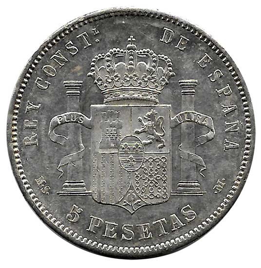 Moneda Alfonso XII 05 Pesetas 1885 *18.87 (MSM). EBC- - Imagen 3