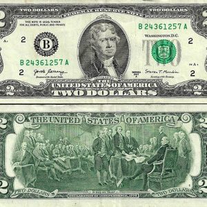 Billete Estados Unidos 002 Dolares 2003 S/C Serie B