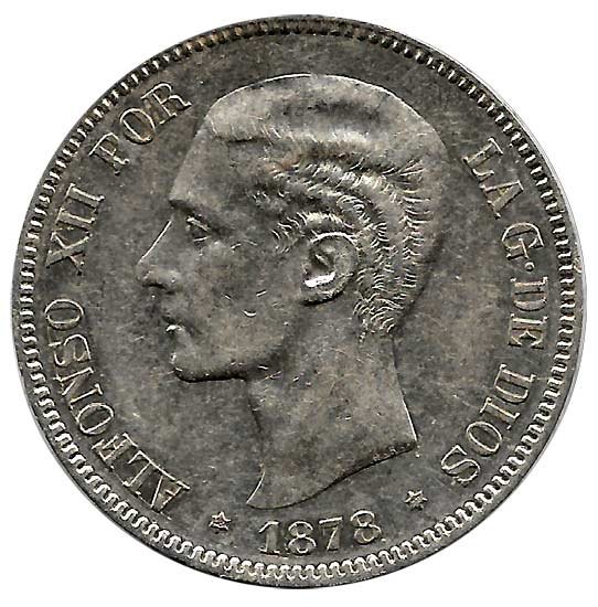 Moneda Alfonso XII 05 Pesetas 1878*18.78 (EMM). EBC-