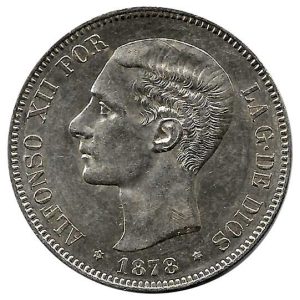 Moneda Alfonso XII 05 Pesetas 1878*18.78 (EMM). S/C-