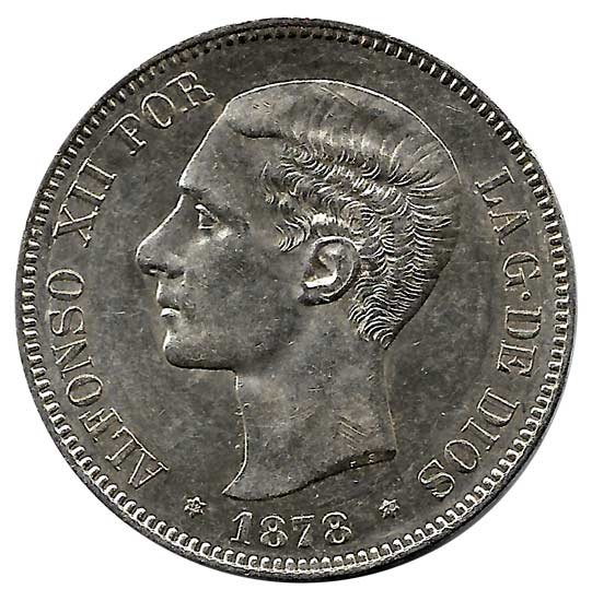 Moneda Alfonso XII 05 Pesetas 1878*18.78 (EMM). S/C-