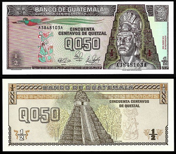 Billete Guatemala 001/2 Quetzal 1994 SC P86b