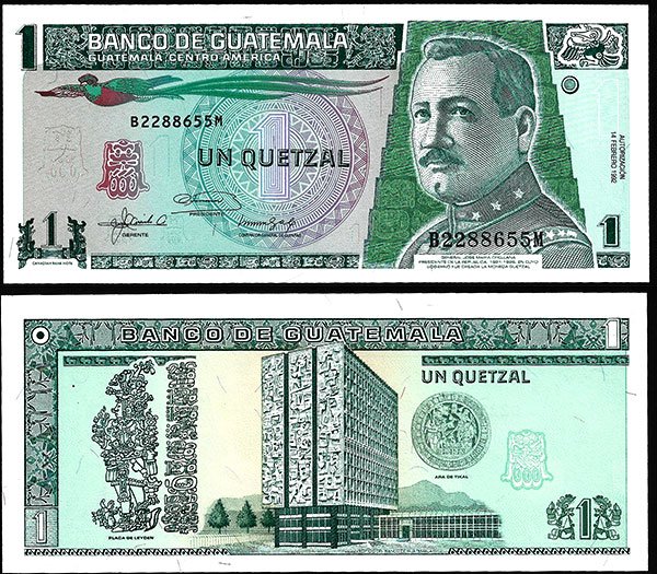 Billete Guatemala 001 Quetzal 1992 SC P73d