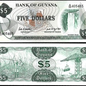 Billete Guyana 005 dolares ND1966-92 SC P22FF8