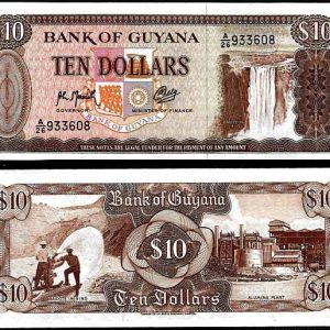 Billete Guyana 010 dolares ND1966-92 SC P23dF7