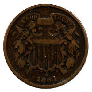 Moneda de EE.UU. 0002 centavos 1864 MBC Civil War