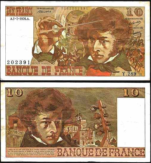 Billete Francia 010 Francos 1976 BC P150c