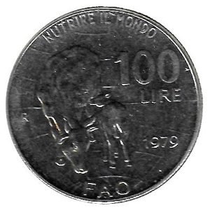 Moneda Italia 100 Liras 1979 EBC Vacas