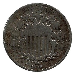 Moneda de EE.UU. 0005 centavos 1866 BC