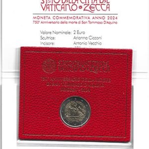 Moneda 2 euros de Vaticano 2024 – Santo Tomas de Aquino