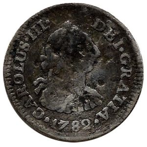 Moneda 1782. 1/2 Real Carlos III 1782 – Mexico FF BC