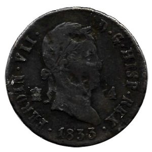 Moneda 1833. 04 Maravedis Fernando VII (1833 Segovia).BC+