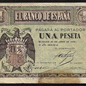 Billete Estado Español 0001 peseta Burgos 1938 MBC