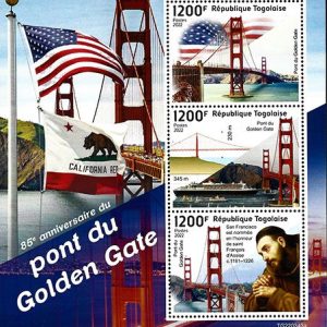 Hojas Bloque de la República de Togo – Puente Golden Gate 3v **