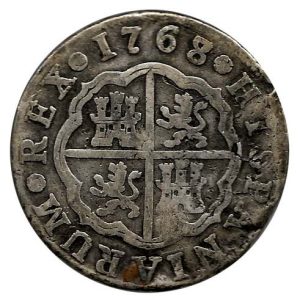 Moneda 1768. 02 Reales Carlos III 1768 Madrid JP. BC
