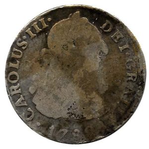 Moneda 1782. 02 Reales Carlos III 1782 Lima MI. BC-