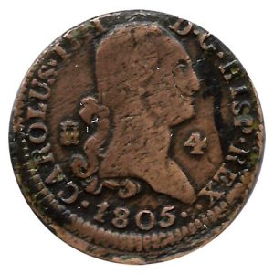 Moneda 1805. 04 Maravedis  Carlos IIII 1805 Segovia MBC