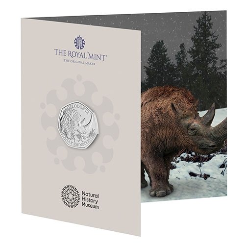 Moneda Gran Bretaña 50 Pence 2024 Rinoceronte Lanudo - Imagen 3