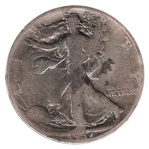 Moneda de EE.UU. 01/2 dolar 1937. BC