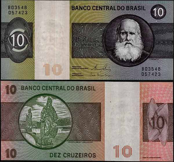 Billete Brasil 000010 Cruzeiros 1980 SC P193e F20