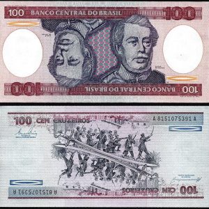 Billete Brasil 000100 Cruzeiros 1981-84 SC P198b F21