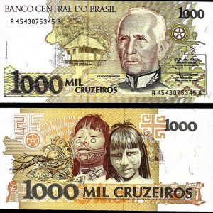 Billete Brasil 001000 Cruzeiros 1990-91 SC P231c