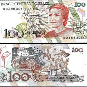 Billete Brasil 000100 Cruzados Novos 1989 SC P220b F27