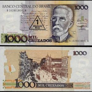 Billete Brasil 1 CRUZADO NOVO sobre 1000 Cruzados 1989 SC P216c