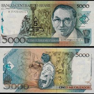 Billete Brasil 5 CRUZADOS NOVOS sobre 5000 Cruzados 1989 SCP217b
