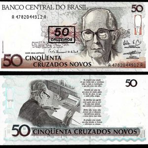 Billete Brasil 50 CRUZEIROS sobre 50 Cruzados Novos 1990 SC