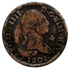 Moneda 1802. 04 Maravedis  Carlos IIII 1802 Segovia MBC-