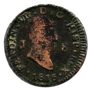 Moneda 1816. 08 Maravedis Fernando VII Jubia. BC