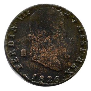 Moneda 1826. 08 Maravedis Fernando VII Segovia. BC-