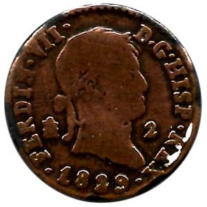 Moneda 1829. 2 Maravedis Fernando VII (1829).Segovia BC
