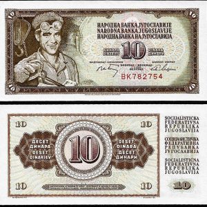Billete Yugoslavia 00000000010 Dinara 1968 SC P82b 6dig