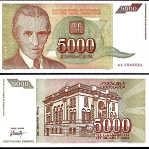 Billete Yugoslavia 00000005000 Dinara 1993 SC- P128