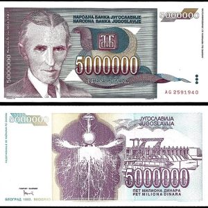 Billete Yugoslavia 00005000000 Dinara 1993 SC P121