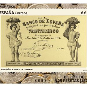 15. Sello Numismatica 2025 – Billete 25 pesetas HB