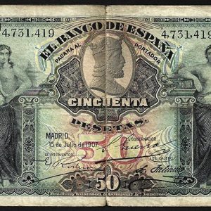 Billete 050 pesetas Banco España 1907 BC- ALFONSO XIII