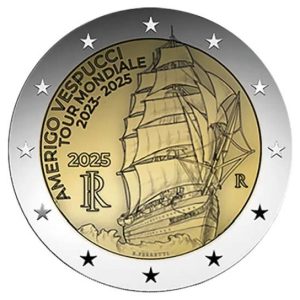 Moneda 2 euros de Italia 2025 Velero Amerigo Vespucci
