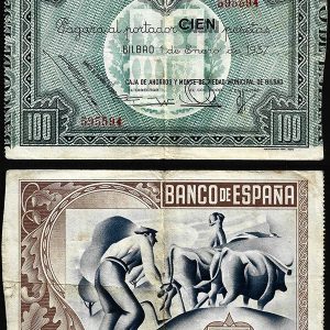 Billete Banco de España – Bilbao 0100 pesetas 1937 MBC