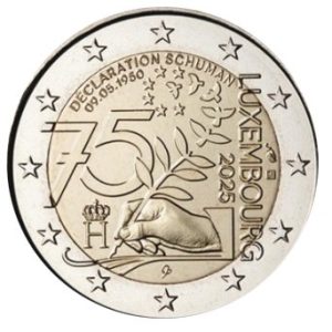 Moneda 2 euros de Luxemburgo 2025 Declaración de Schuman