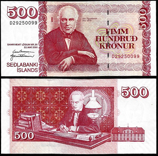 Billete Islandia 0500 kronur 2001 SC P58b