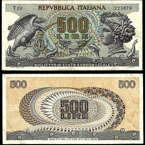 Billete Italia 00500 Liras 1970 MBC P93a