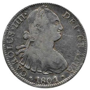 Moneda 1801. 08 Reales Carlos IIII 1801 Madrid FT. MBC