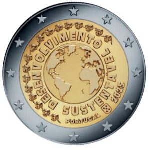 Moneda 2 euros de Portugal 2025. DESARROLLO SOSTENIBLE