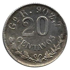 Moneda México 0,20 centavos 1899 GoR (Guanajuato). MBC+
