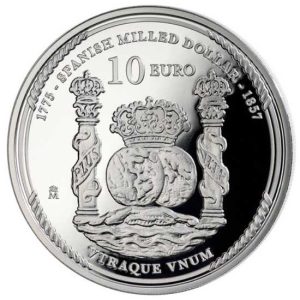 Año 2025. Moneda 10€ Independencia EEUU – Primer Dolar-8 Reales