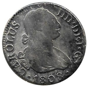 Moneda 1808. 02 Reales Carlos IIII (1808) Madrid AI. BC+